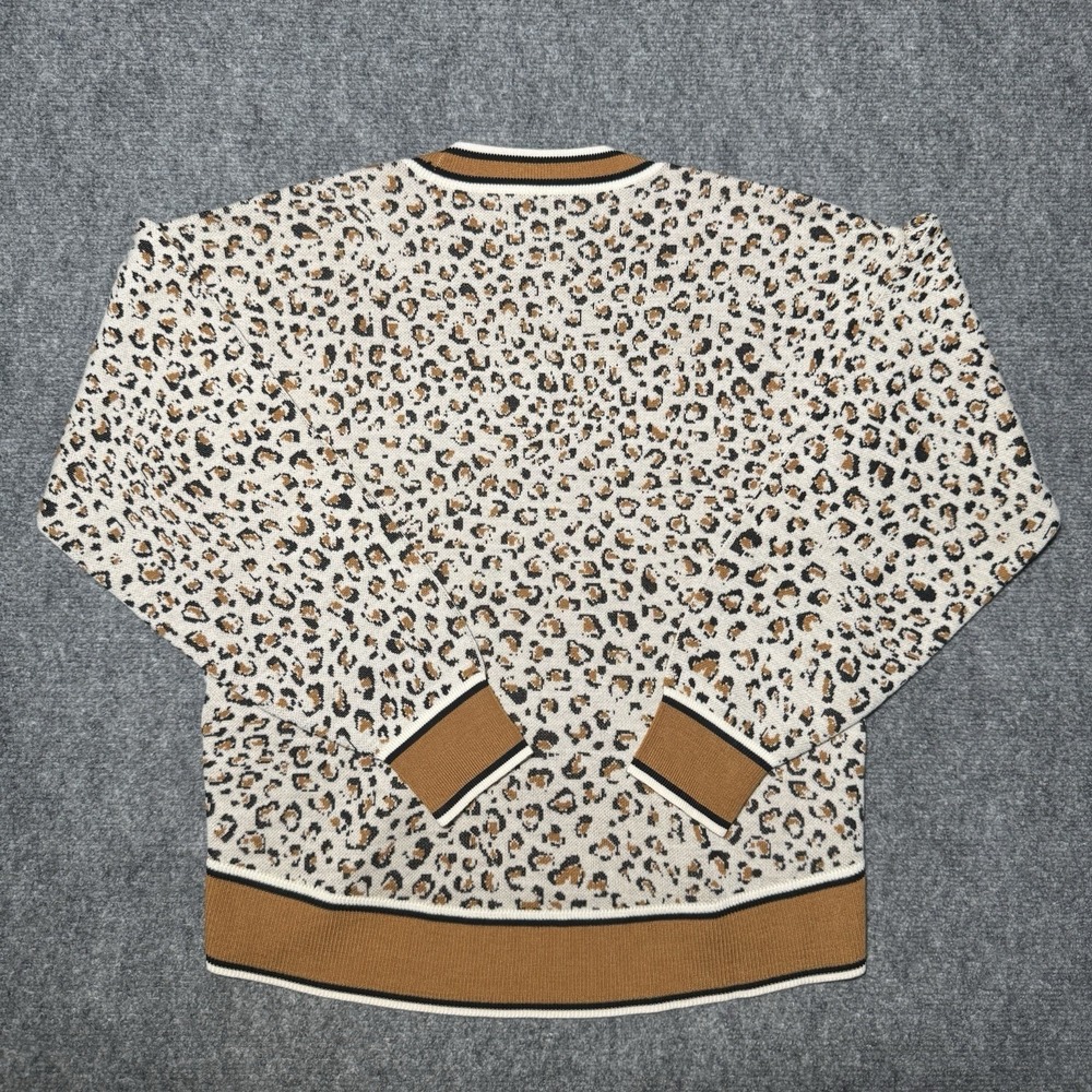 Veronica Beard Leopard Cheetah Print V-neck Pullover Sweater S Merino Wool Blend - Picture 10 of 13